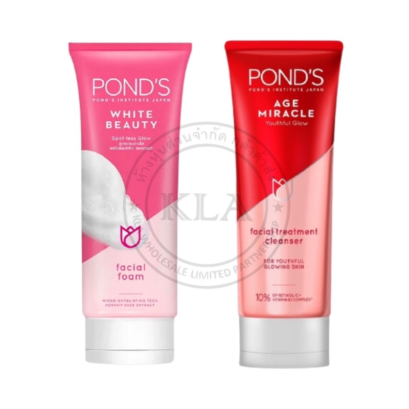 PONDS โฟมล้างหน้า โฟมพอนด์ส โฟมพอนด์ พอนส์ ไวท์ บิ้วตี้ เอจ มิราเคิล 100 กรัม