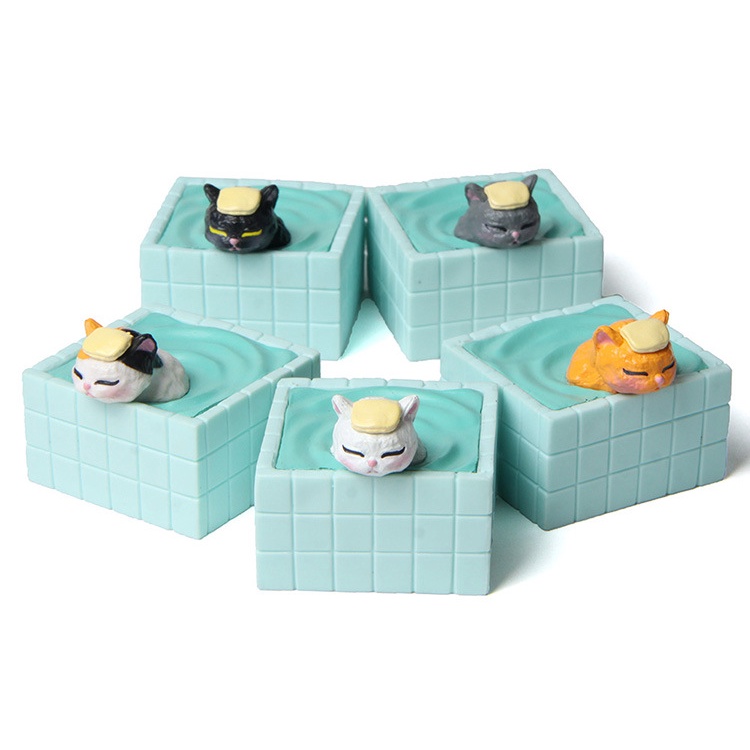 แมวอาบน้ำ แมวออนเซ็น onsen cat โมเดลแมว โมเดล ฟิกเกอร์ model ของเล่น กาชาปอง