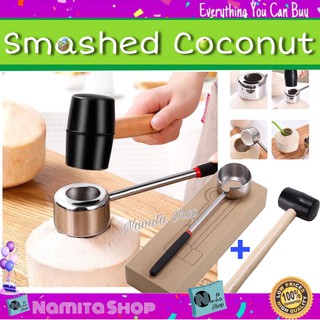 Smashed Coconut ที่เจาะมะพร้าว อุปกรณ์เจาะมะพร้าว ชุดเจาะมะพร้าวมืออาชีพ มีด้ามเจาะและค้อนในชุด