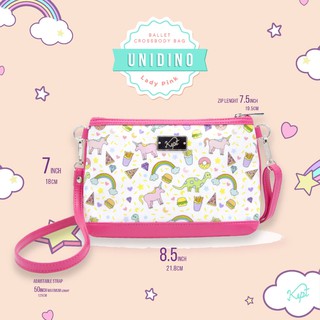 Crossbody Bagรุ่น Petite กระเป๋าสะพายข้างลาย Unidino ( สายสี lady pink )