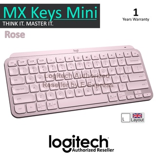 Logitech MX Keys Mini Wireless Keyboard Rose คีย์บอร์ดแป้นภาษาอังกฤษสีชมพู ของแท้ ประกันศูนย์ 1ปี