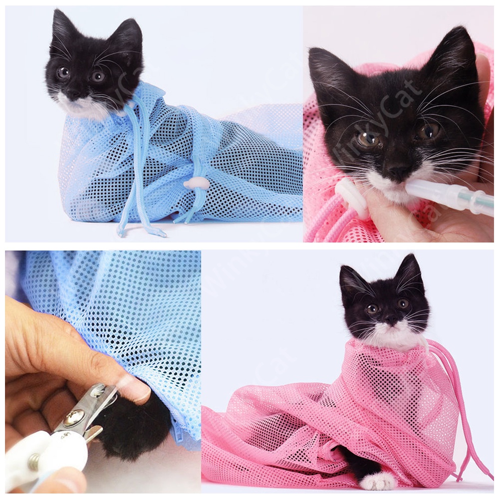 Winky Wink 😸ที่อาบน้ำแมว  ถุงอาบน้ำแมว ถุงตัดเล็บแมว ป้อนยา ตาข่ายช่วยอาบน้ำ ถุงกันข่วน สำหรับน้องแมว