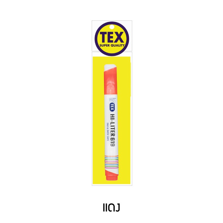 TEX เท็กซ์ 619 ปากกาไฮไลท์สีสะท้อนแสง แพ็ค 1 ด้าม (มีให้เลือก 6 สี)