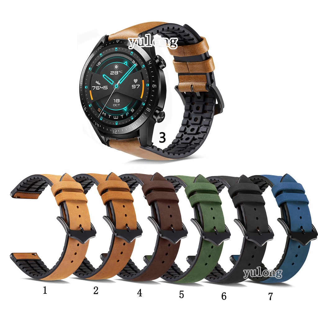 สายหนังแท้ สายนาฬิกาซิลิโคนสำหรับ Huawei Watch GT2 GT3 GT 2 3 2e GT2 Pro