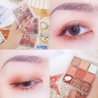 🌷LAMEILA 🌷พาเลทอายแชโดว์ 9สี ติดทน กันน้ำ eyeshadow palette เนื้อดินน้ำมัน สีสวย สีสวยมาก（498）