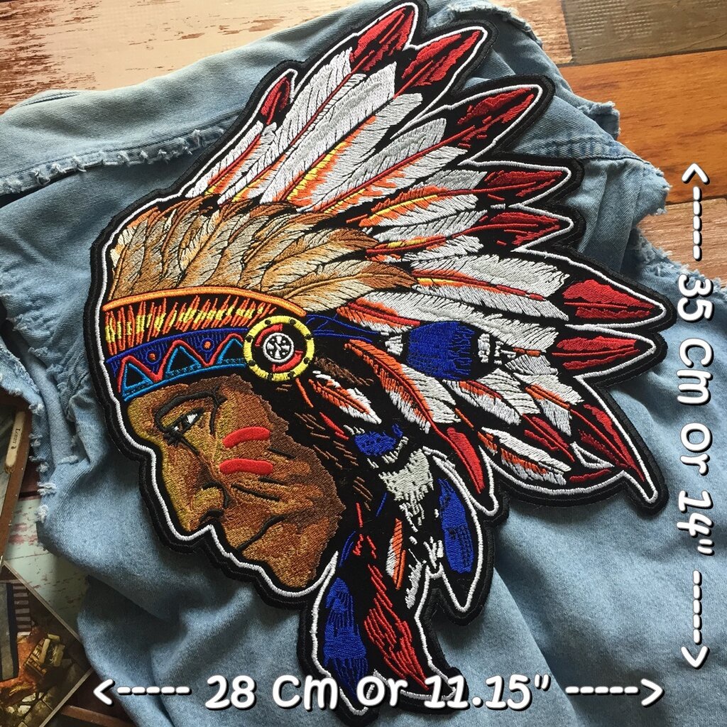 ชนเผ่า อินเดียแดง ไบค์เกอร์ ตัวรีดติดเสื้อ อาร์มรีด อาร์มปัก ตกแต่งเสื้อผ้า หมวก กระเป๋า แจ๊คเก็ตยีนส์ Embroidered Ir…