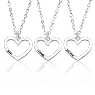 3 best friends Forever สร้อยคอโซ่ จี้รูปหัวใจกลวง เครื่องประดับสําหรับผู้หญิง ของขวัญคริสต์มาส