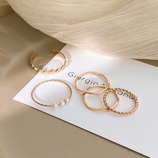 แหวน SILVER &amp; ROSEGOLD RING SET 5 PIECES [03-0005][03-0021]