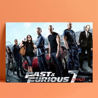 โปสเตอร์โลหะดีบุก ลายภาพยนตร์ Fast &amp; Furious Part 7 สําหรับตกแต่งผนัง KKAQ