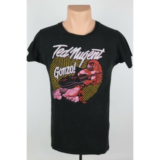 เสื้อยืดโอเวอร์ไซส์ขายดี เสื้อยืดลําลอง แขนสั้น พิมพ์ลายกราฟฟิค Ted Nugent Gonzo Faded Single Stitch L Fits S GFbmfg18LF