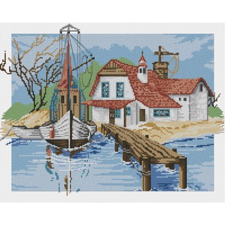 บ้านท่าเรือ (40-F) ชุดปักครอสติช ภิญญ์ ,Cross Stitch Kit Pinn (Pre Order)