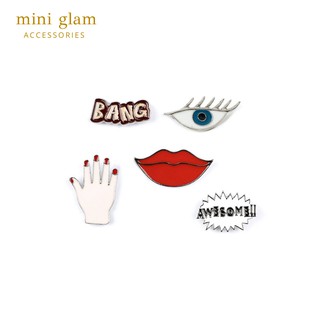 Miniglam Red Lip Brooch Set เซ็ตเข็มกลัดแฟชั่นลิปรูปปาก