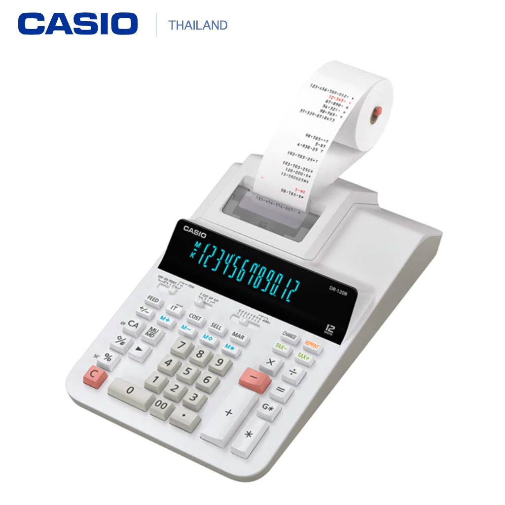 DR-120R เครื่องคิดเลขพิมพ์กระดาษ Casio ของแท้! ประกันศูนย์2 ปี เครื่องคิดเลขปริ้นกระดาษ คาสิโอ ของใหม่  CASIO DR-120R