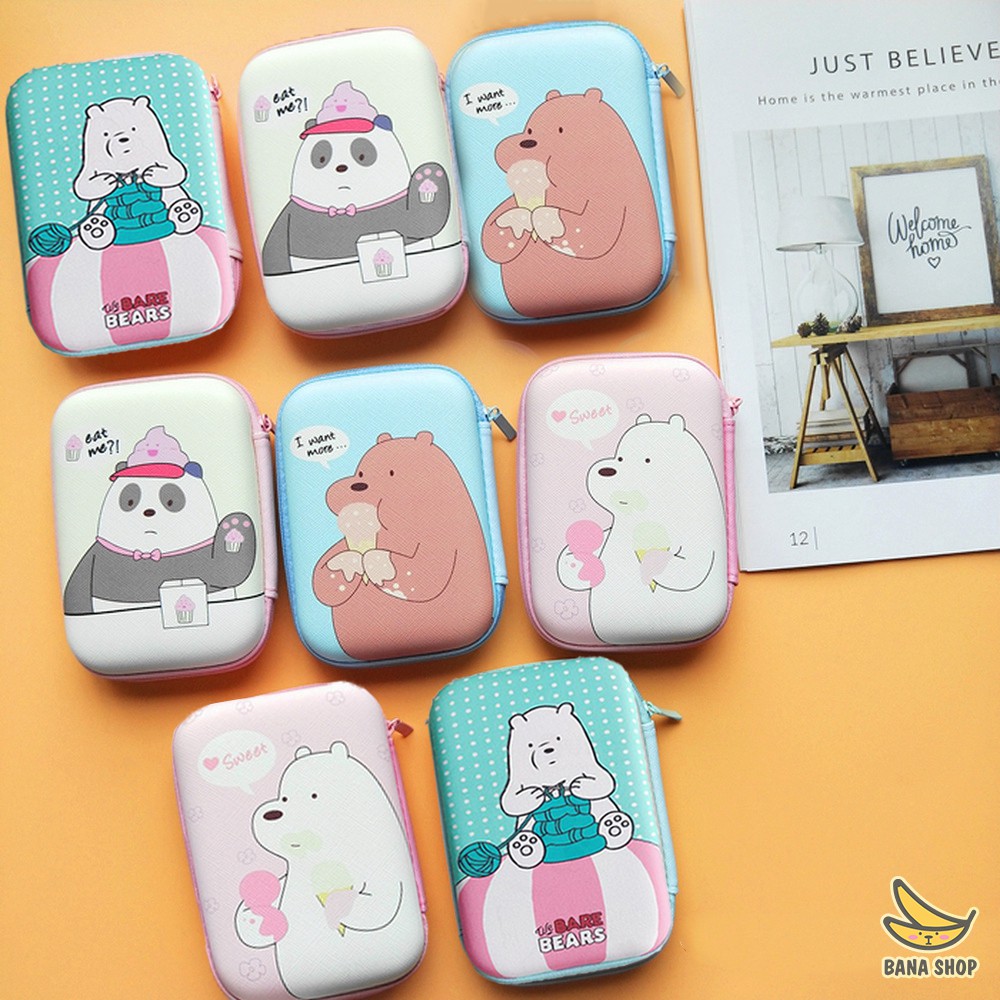 Squeeze The Headset Carrying Case อุปกรณ ์ เสริมขนาดกะทัดรัดสายชาร ์ จ Bare Bear Brothers And Sisters We Simply Bear