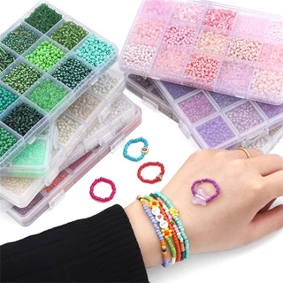 NCCGlass Seed ลูกปัดชุดกล่อง DIY สร้อยข้อมือสร้อยคอ Rainbow เช็ก Charm คริสตัลลูกปัดสําหรับเครื่องประดับทํา Handmade อุปกรณ์เสริม