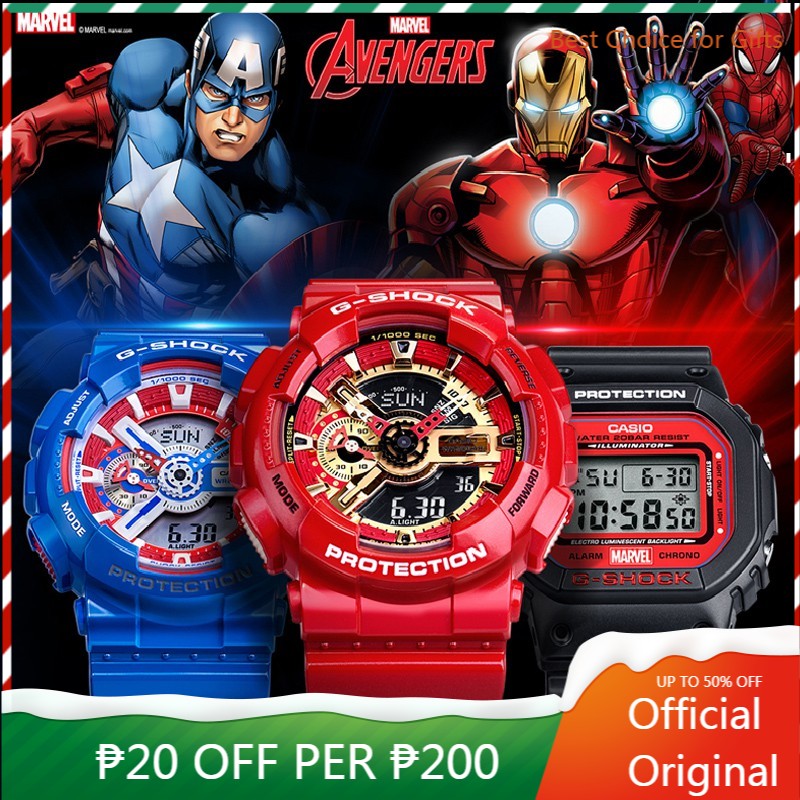 Ga110 Avengers Marvels กัปตันอเมริกา Iron Man Spiderman Gundam Unicorn ผู้ชายผู้หญิงนาฬิกานาฬิกาข้อมือ