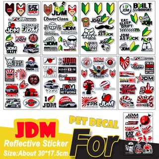 Jdm สติ๊กเกอร์สะท้อนแสงกันน้ําสําหรับติดตกแต่งรถมอเตอร์ไซค์รถจักรยานยนต์