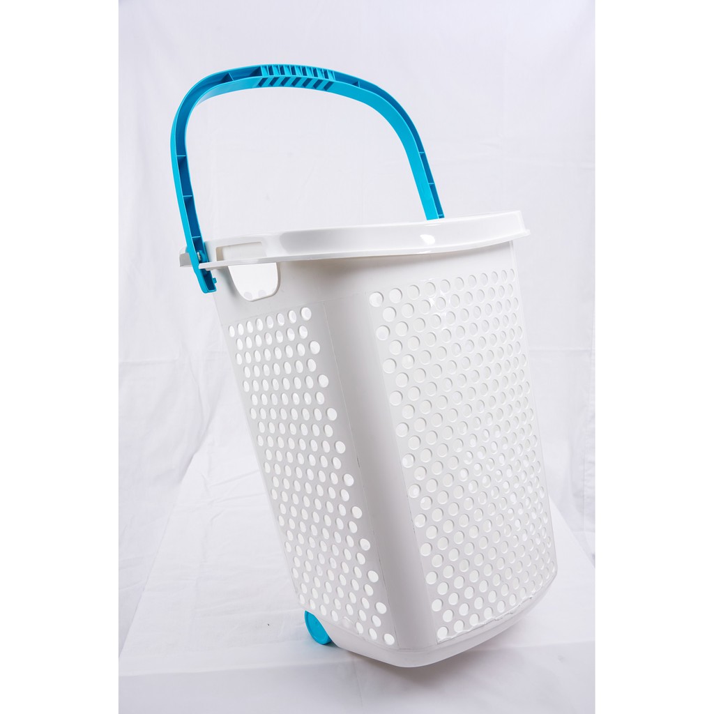 ตะกร้าผ้าล้อลาก สีเขียวทิฟฟานี่ Hamper with wheel Tiffany Green Lift And Go BK-137