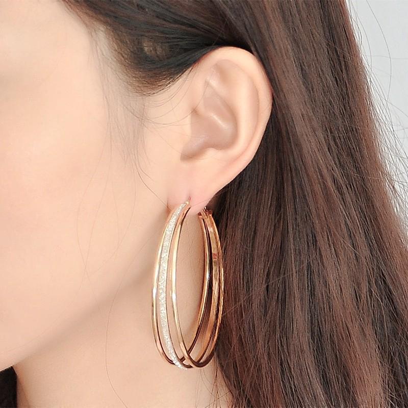 Ladies Three Circles Hoop Dangle Earrings Jewelry