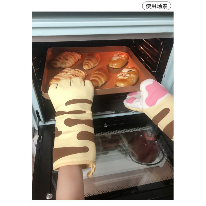 (เซท1คู่)ถุงมือกันร้อน​ จับของร้อน​ลายอุ้งเท้าแมว​ น่ารัก ถุงมือไมโครเวฟ เตาอบ อบขนม ราคา ถูกที่สุด ดีลบีเคเค แกลเลอรีภาพที่ 3