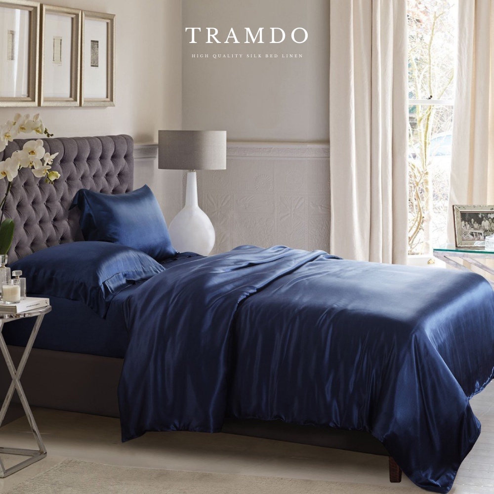 NITE9SILK TRADO BEDDING Luxury Silk BEDDING Set สีน้ําเงินเข้ม