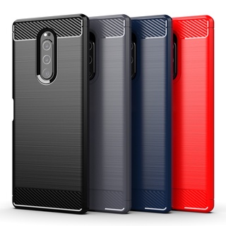 เคสโทรศัพท์ซิลิโคน tpu นิ่ม คาร์บอนไฟเบอร์ ลายทาง กันกระแทก สําหรับ SONY Xperia 1