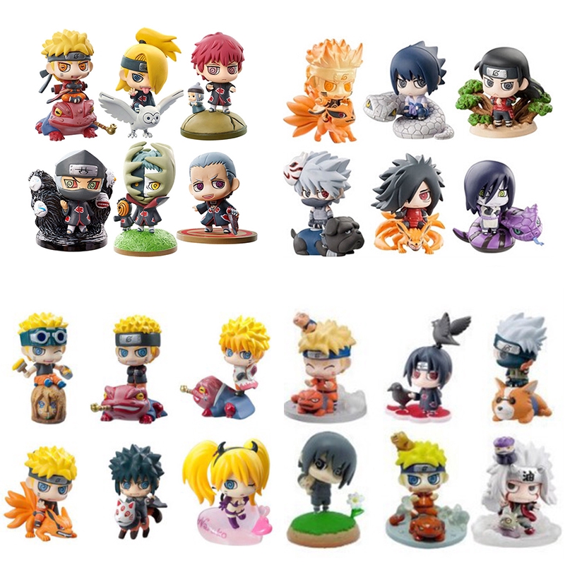 Hot 6PCS Q รุ ่ น Naruto Uchiha Sasuke Uchiha Madara Orochimaru Itachi action figure รูปปั ้ น