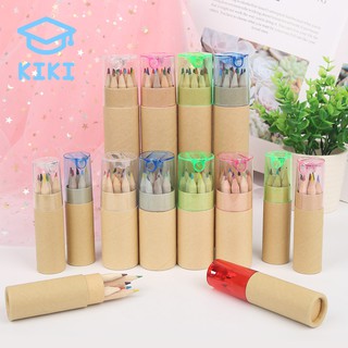 KIKI สีไม้ ดินสอสีไม้ 12 สี พร้อมกบหลาดินสอ น่ารัก พกพาง่าย เหมาะสำหรับเด็ก มีทั้งแบบสั้น และแบบยาว