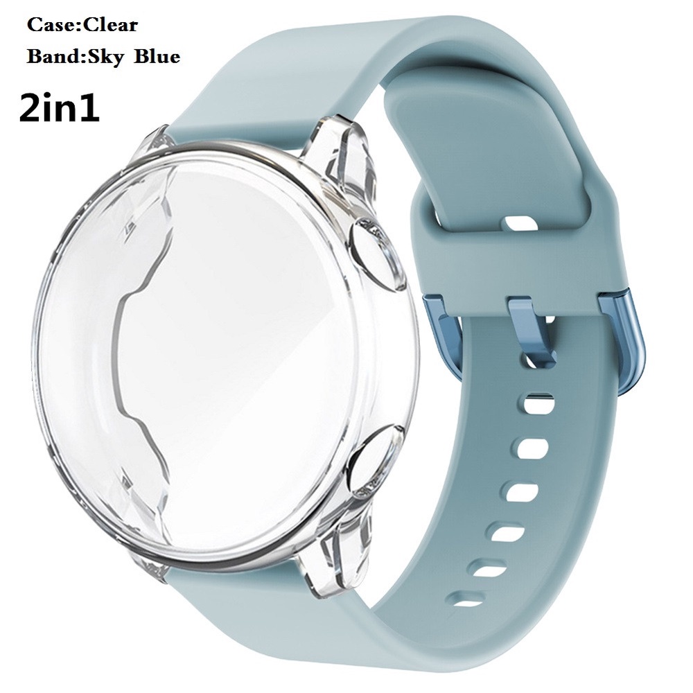 2in1 สายรัด + สําหรับ Garmin Vivoactive 3 4 3music 4S ซิลิโคนสมาร์ทสายนาฬิกาสร้อยข้อมือคลุมทั้งหมด TPU ป้องกันหน้าจอกรณีรวมกัน