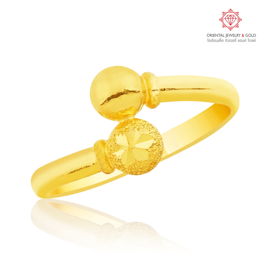 OJ GOLD แหวนทองแท้ นน. ครึ่งสลึง 96.5% 1.9 กรัม ตุ้มไขว้ ขายได้ จำนำได้ มีใบรับประกัน แหวนทอง