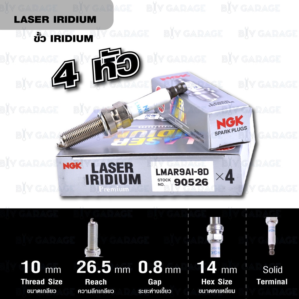 NGK หัวเทียน LASER IRIDIUM LMAR9AI-8D 4 หัว ใช้สำหรับ BMW S1000RR ปี 2010-2018 - Made in Japan (รหัส