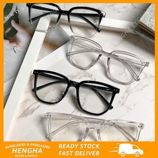 (HENGHA)COD แว่นสายตา แว่นตาป้องกันรังสี ทรงเหลี่ยมใส สไตล์เกาหลี แฟชั่นสำหรับผู้หญิง