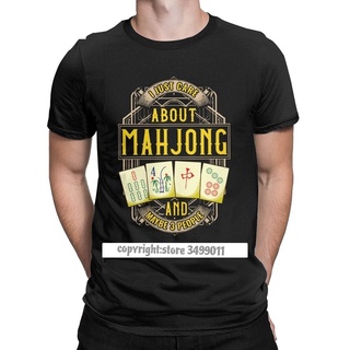 GILDAN 【เสื้อเก๋ไก๋】เสื้อยืด ผ้าฝ้าย 100% พิมพ์ลาย Just Care About Mahjong สไตล์จีน สําหรับผู้ชายS-5XL