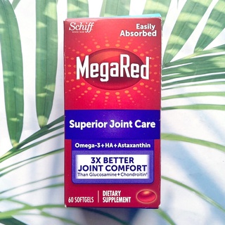 (Schiff®) MegaRed Superior Joint Care Omega-3 + HA + Astaxanthin 3X Better Joint Comfort 60 Softgels อาหารเสริม ข้อต่อ