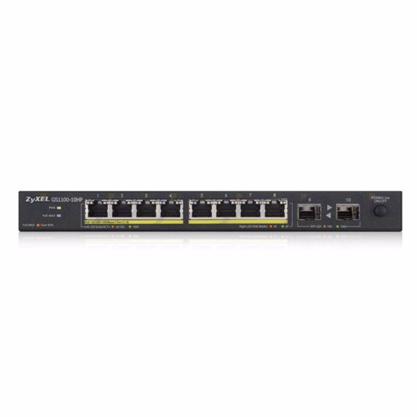 ZyXEL GS1100-10HP : 8-Port GbE Unmanaged PoE+ Switch with GbE
