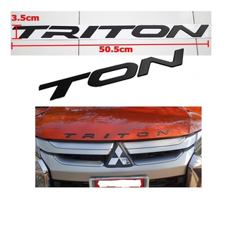 ตัวนูนพลาสติกสีดำติดฝากระโปงหน้ารถสำหรับMITSUBISHI TRITON ขนาด50.5x3.5cm มีเทปกาวด้านหลัง