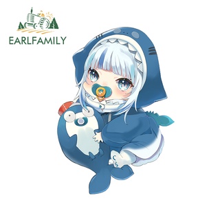 Earlfamily Kawaii สติกเกอร์ ลายการ์ตูนอนิเมะ Baby Gawr Gura กันน้ํา สําหรับตกแต่งรถยนต์ รถจักรยานยนต์