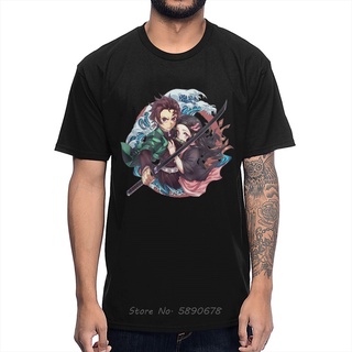 tshirtเสื้อยืดคอกลมฤดูร้อนเสื้อยืดคอกลม ผ้าฝ้ายแท้ พิมพ์ลายอนิเมะ Demon Slayer Kimetsu No Yaiba แฟชั่นคลาสสิกSto4XL