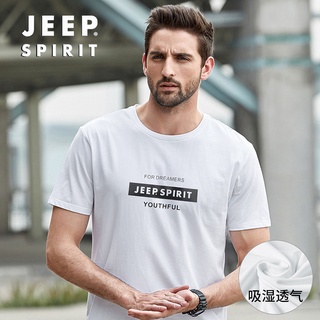 เสื้อยืดผ้าฝ้ายพิมพ์ลายแฟชั่น JEEP Jeep 21 ฤดูร้อนแขนสั้นพิมพ์ตัวอักษรเสื้อยืด American Casual Cotton Top Mens T