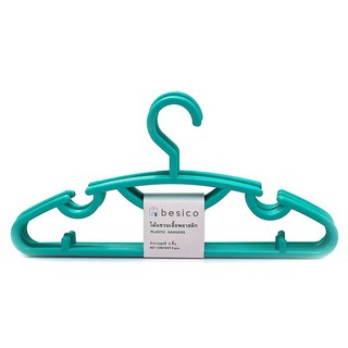 🔥สินค้าขายดี!! ไม้แขวนเสื้อพลาสติก แพ็ค 6 คละสี Plastic Clothes Hanger Pack 6 Assorted Colors