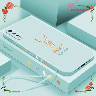 เคส OPPO F1S A83 A71 F11 Pro F11 เคสโทรศัพท์ ซิลิโคน TPU นิ่ม เรียบง่าย ดอกไม้ กระต่าย ขอบตรง เคสป้องกัน