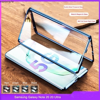 Samsung Galaxy Note 20 Ultra Note 20 Note 10 Note 10 Plus Note 10 Lite เคสแม่เหล็ก แข็ง โลหะ สองด้าน กระจกนิรภัย เต็มรูปแบบ เคสกันกระแทก ฝาพับ