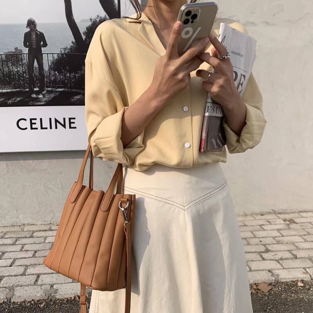 Korean Style Pleat Bag กระเป๋าพลีท กระเป๋าหนัง PU กระเป๋าสะพายข้าง