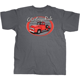 คอลูกเรือเสื้อยืด ลาย OLD GUYS RULE สําหรับผู้ชาย | รถบรรทุกสีแดง | เสื้อยืดแขนสั้น ผ้าฝ้ายแท้ สไตล์เรโทร สําหรับผู้ชายS