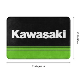 พรมเช็ดเท้า กันลื่น แบบแห้งเร็ว ลายโลโก้ Kawasaki Moto สําหรับห้องน้ํา ห้องครัว