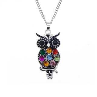 Màu retro pha lê rhinestone Owl Vòng cổ dây chuyền dây chuyền vòng cổ nữ phụ kiện trang sức thời trang món quà tự làm quà tặng