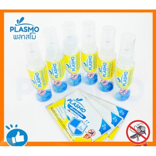 Plasmo พลาสโม สเปรย์กันยุงกลิ่นตะไคร้หอม ขนาด 30ml 6ขวด และ สติีกเกอร์ลายโล่กลิ่นตะไคร้หอม 3 ซอง : งานวิจัยไทย