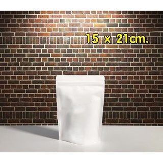 ถุงคราฟท์ สีขาวทึบ มีซิปล็อค ตั้งได้ ขนาด 15x21 ซม. ( 50 ใบ)