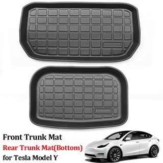 Tesla อุปกรณ์เสริมFront Trunk Mat For Tesla Model Y 2022 Accessories ModelY Rear Trunk Storage Mat TE rotector Cover Wat