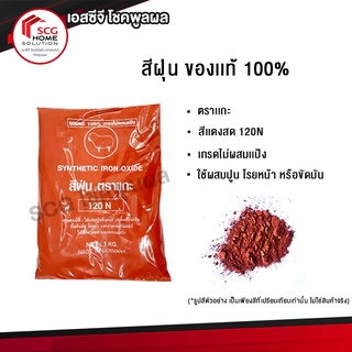 สีฝุ่นผสมปูน ตราเเกะ ของเเท้ 100% สีเเดงสด 120N ขนาด 1 กิโลกรัม